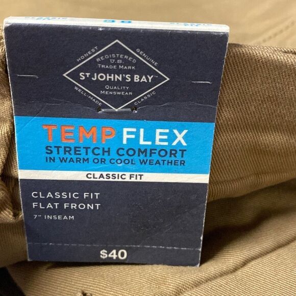 NWT Men’s Classic Fit Stretch Comfort Shorts Brown Size 38 with 7 Inch Inseam - Picture 5 of 5